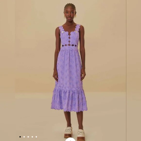 FARM Rio Dresses & Skirts - NWT Farm Rio Lilac 3D Flower Midi Dress MSRP $390 l Size XS